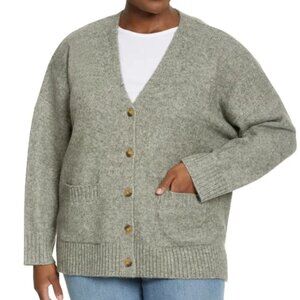 Ella Moss Women's Cozy Cardigan Pockets Green Melange‎ Size Large NEW